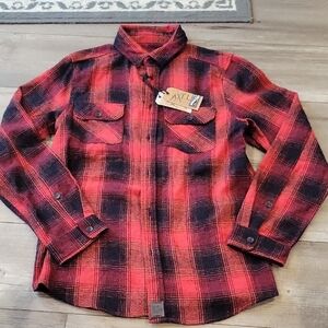 Red and Black Plaid Flannel Casual Shirt